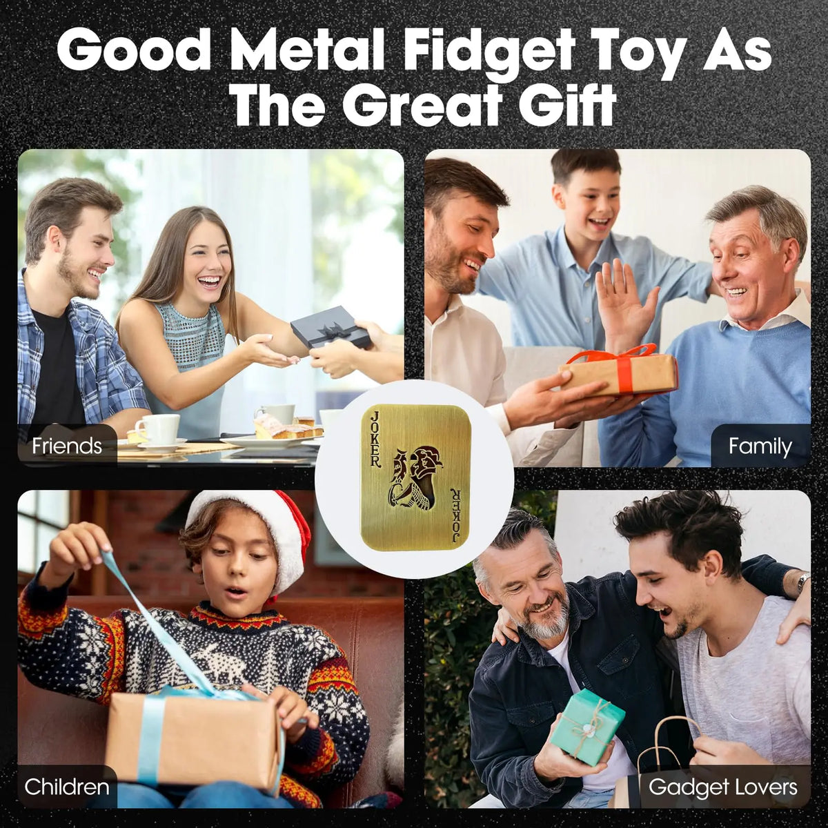 Metal Poker Push Card Fidget Slider Fidget Clicker Fidget Toys for Adults Teens Relieve Stress Anxiety ADHD Office Desktop Gadgets for School Anxiety Relief Gift for Boyfriend Husband and Father (EDC Joker) Spinner