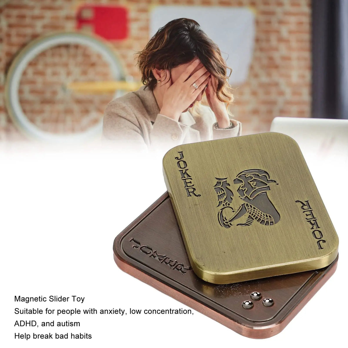 Metal Poker Push Card Fidget Slider Fidget Clicker Fidget Toys for Adults Teens Relieve Stress Anxiety ADHD Office Desktop Gadgets for School Anxiety Relief Gift for Boyfriend Husband and Father (EDC Joker) Spinner